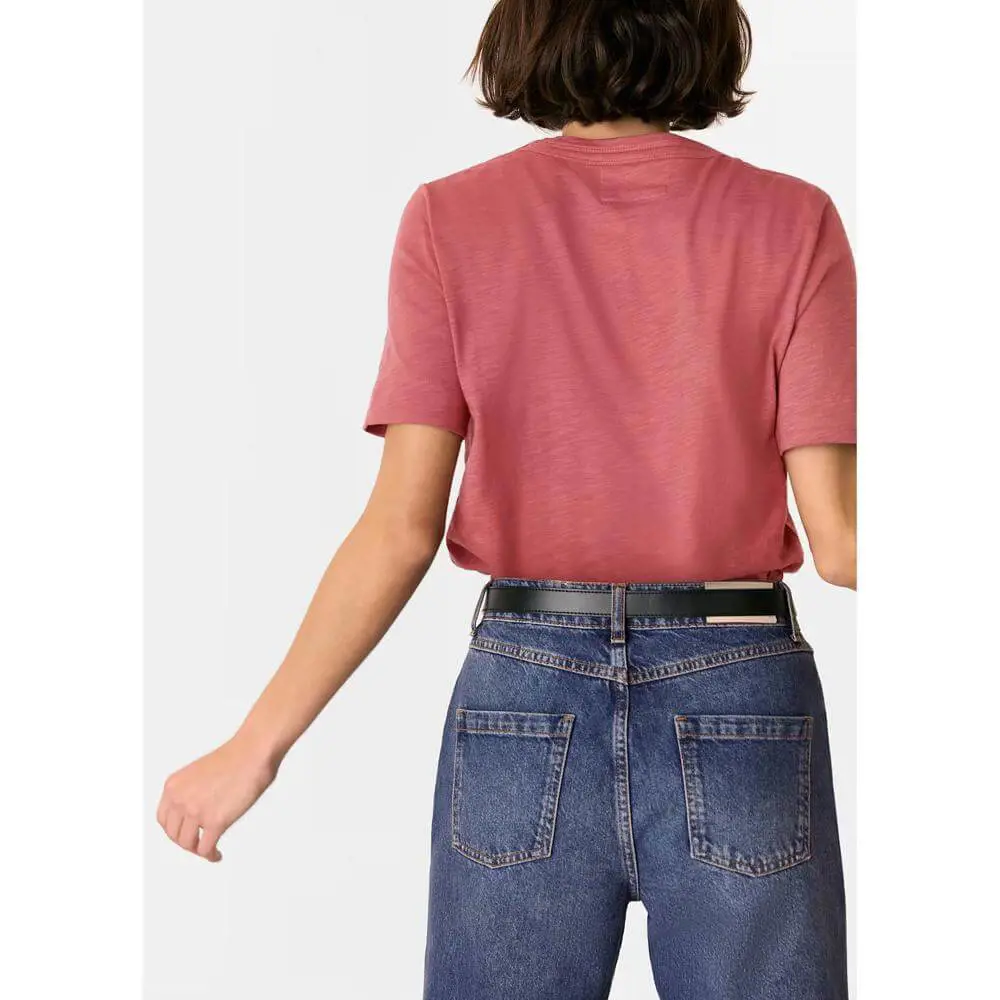 Whistles Dark Pink Rosa Double Trim T Shirt